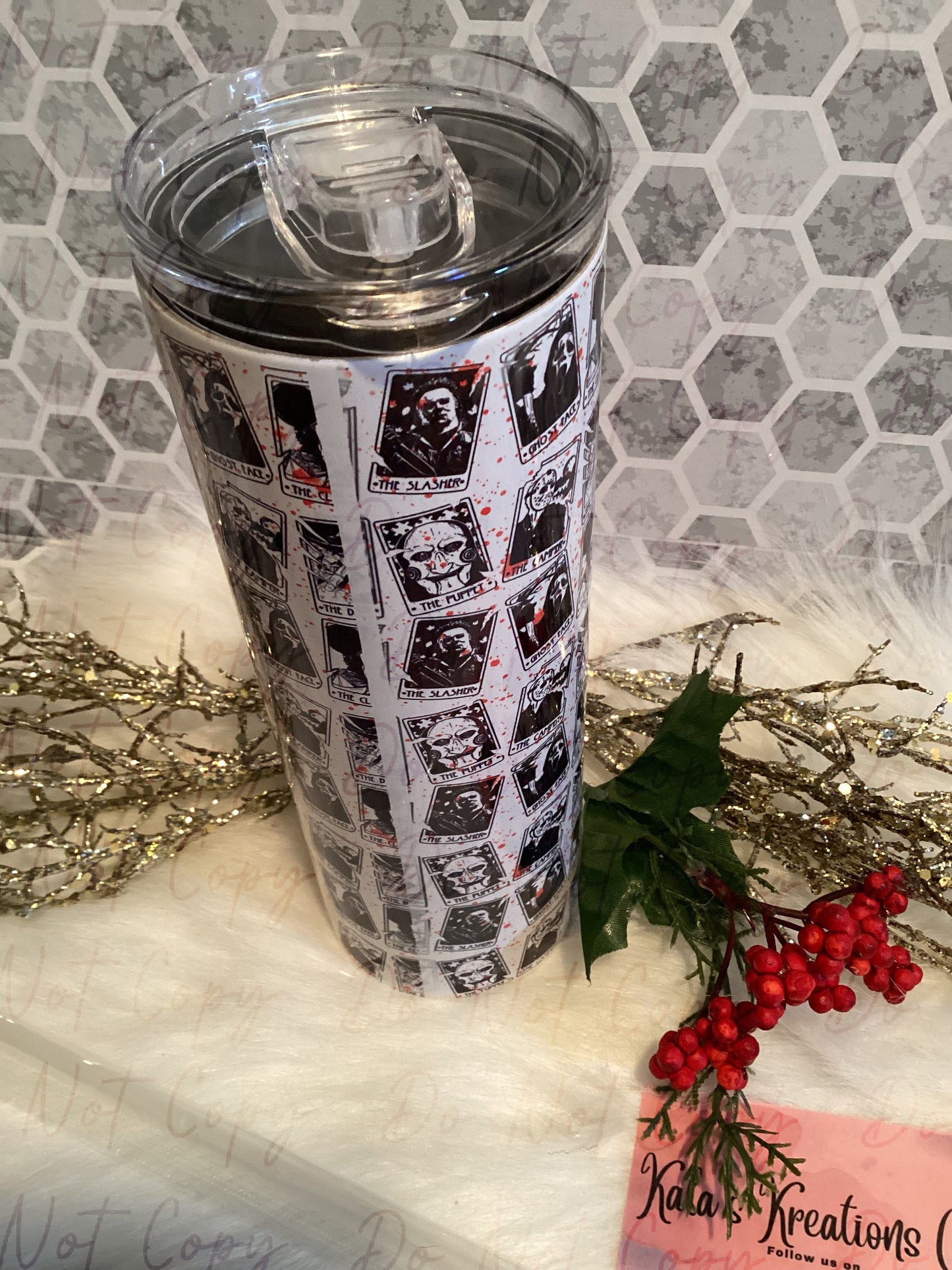 20 oz sublimation horror tarot card tumbler