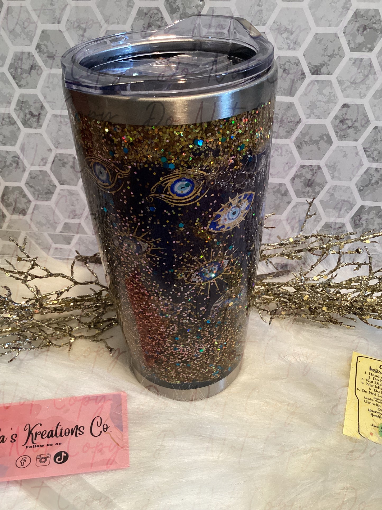 30 oz Snow globe Evil Eye tumbler