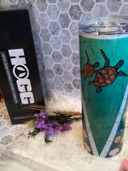 20 oz turtle seashell sublimation tumbler