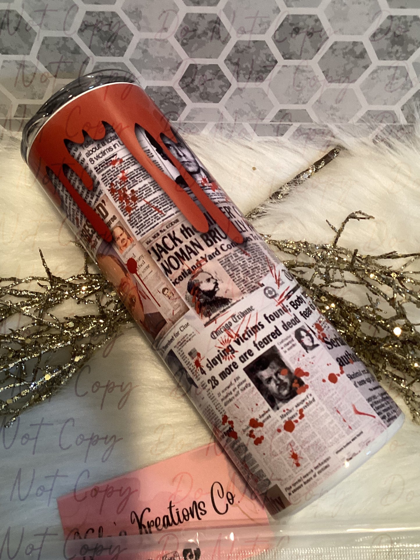 20 oz sublimation True crime newspaper clippings tumbler