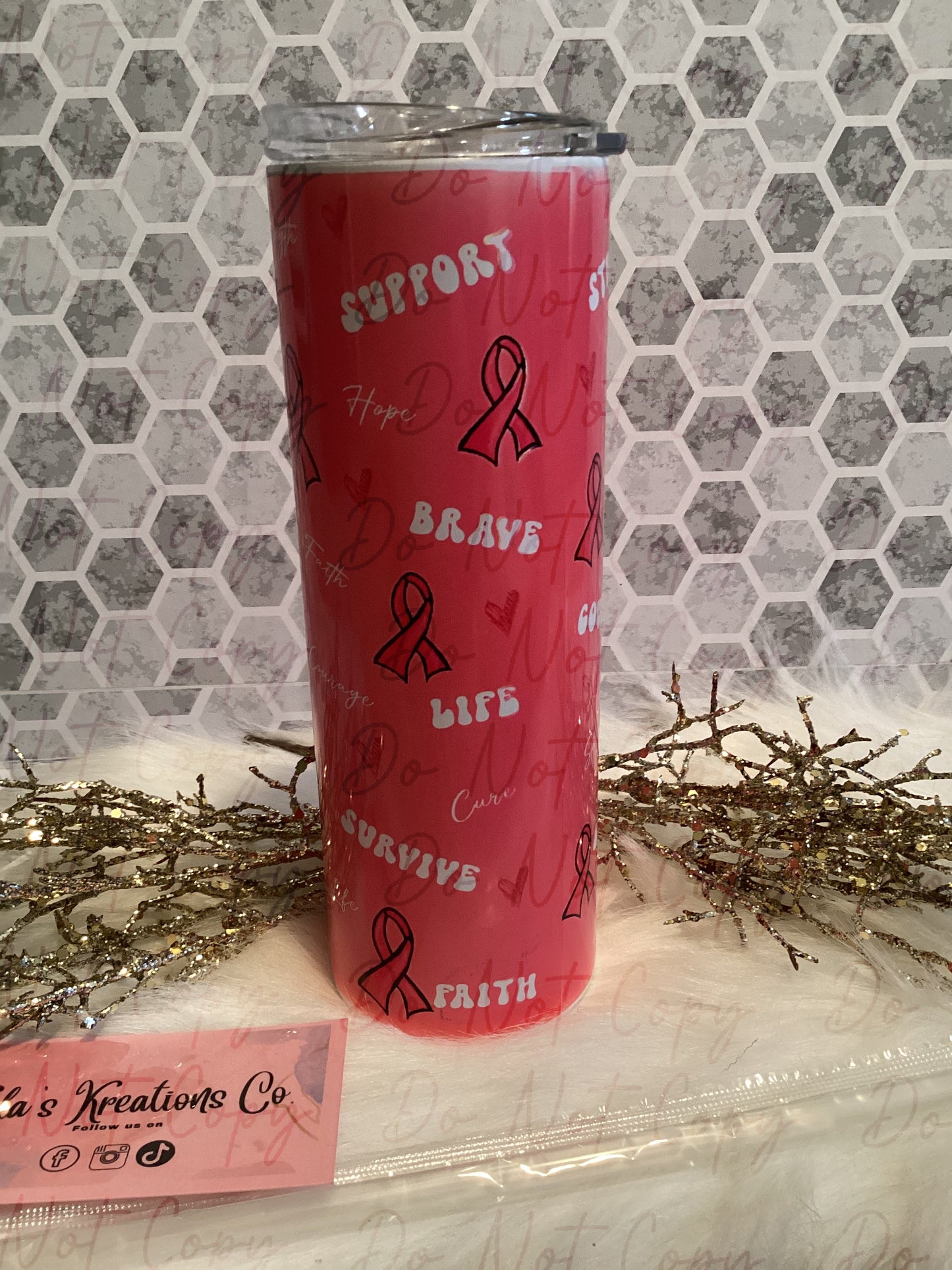 20 oz sublimation breast cancer pink tumbler