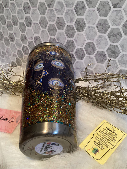 30 oz Snow globe Evil Eye tumbler