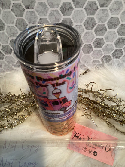 20 oz sublimation ice cream truck tumbler