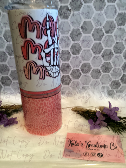 20 oz Mama skellie peace hand sublimation tumbler