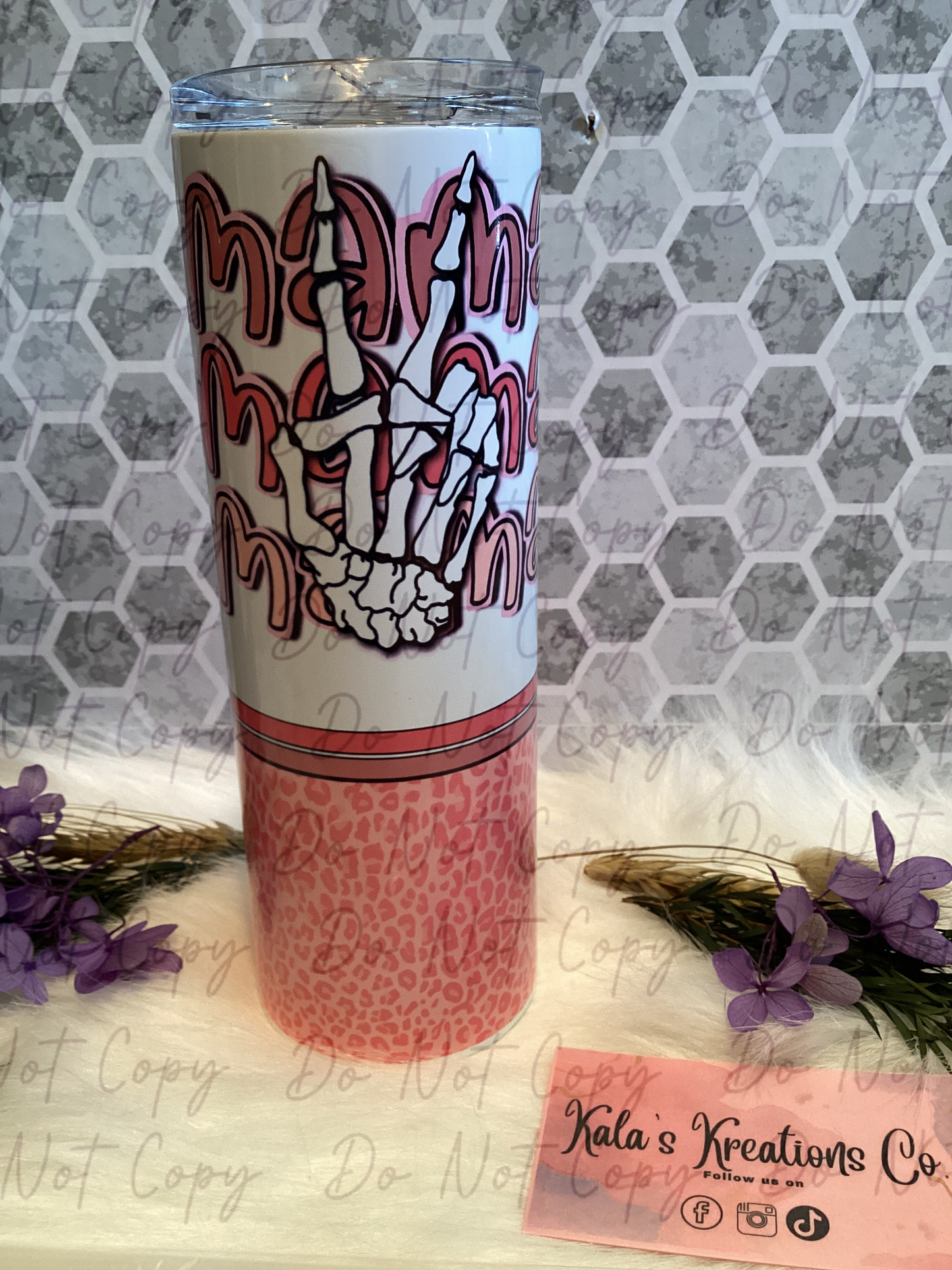 20 oz Mama skellie peace hand sublimation tumbler