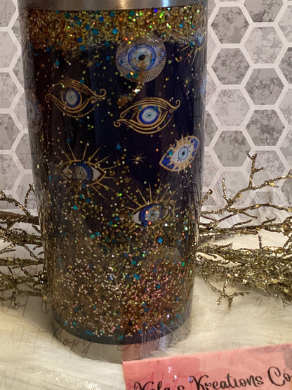 30 oz Snow globe Evil Eye tumbler