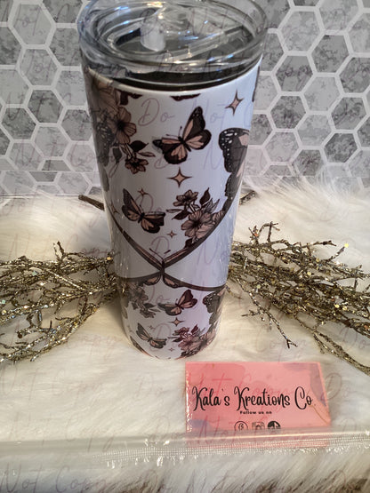 20 oz sublimation butterfly flower tumbler