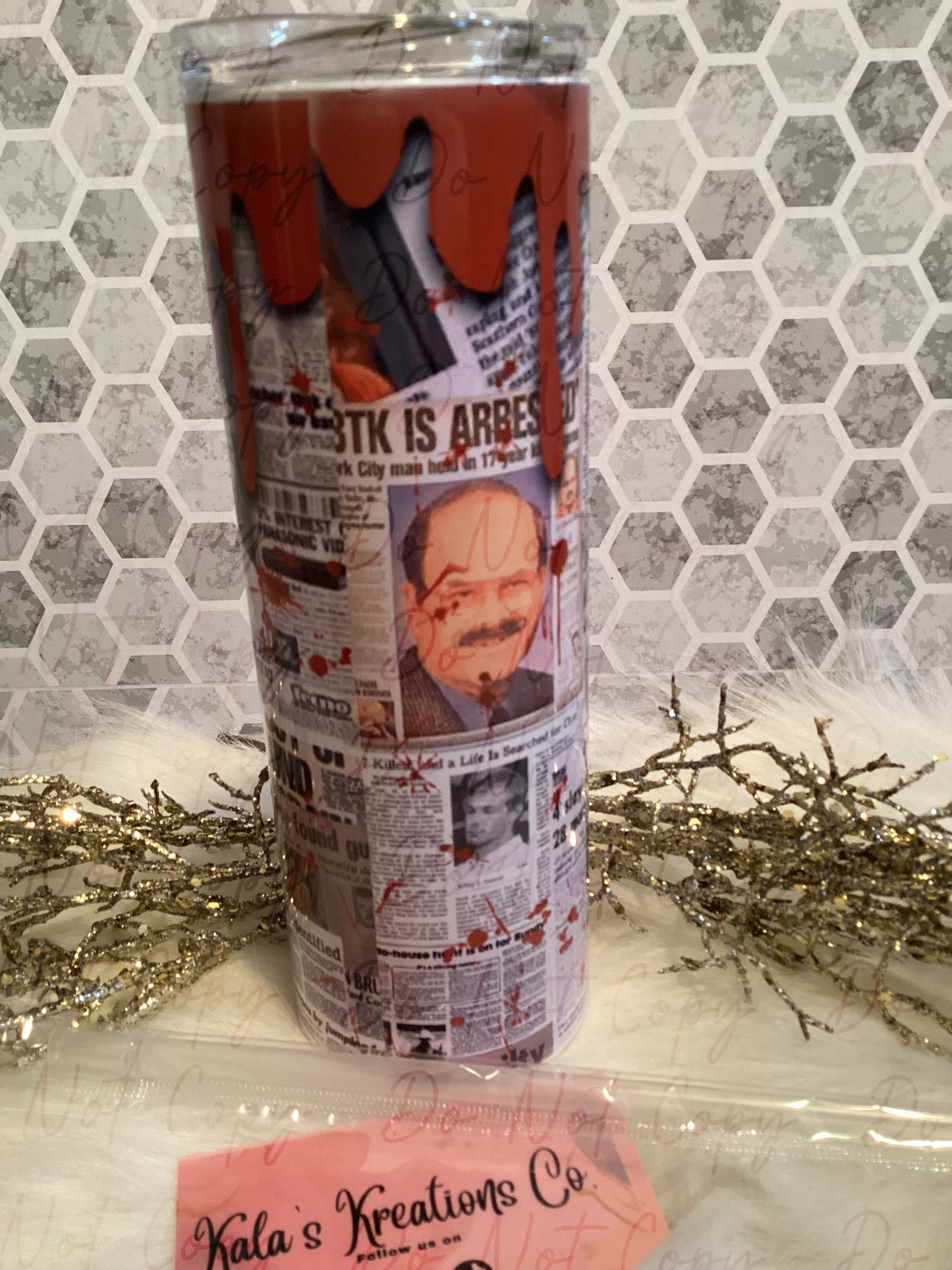 20 oz sublimation True crime newspaper clippings tumbler