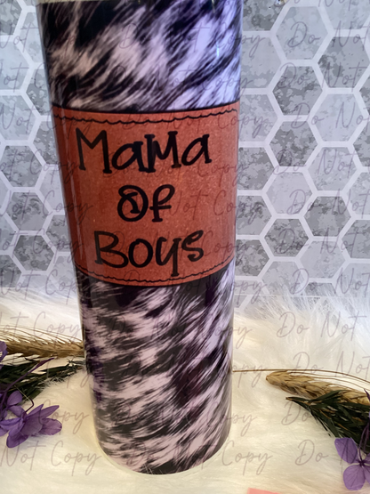 20 oz Mama of boys cowhide sublimation tumbler