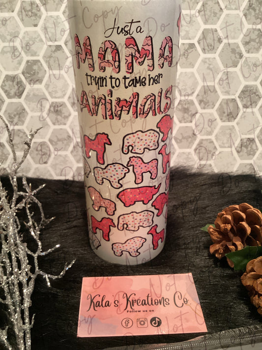 20 oz Holographic sublimation Mama Animal Cookie Tumbler