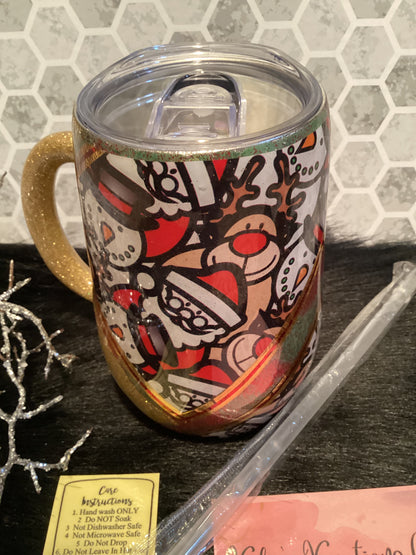 16 oz Christmas faces mug tumbler