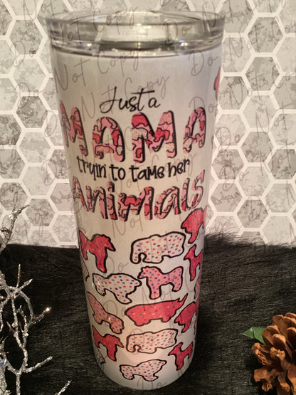 20 oz Holographic sublimation Mama Animal Cookie Tumbler