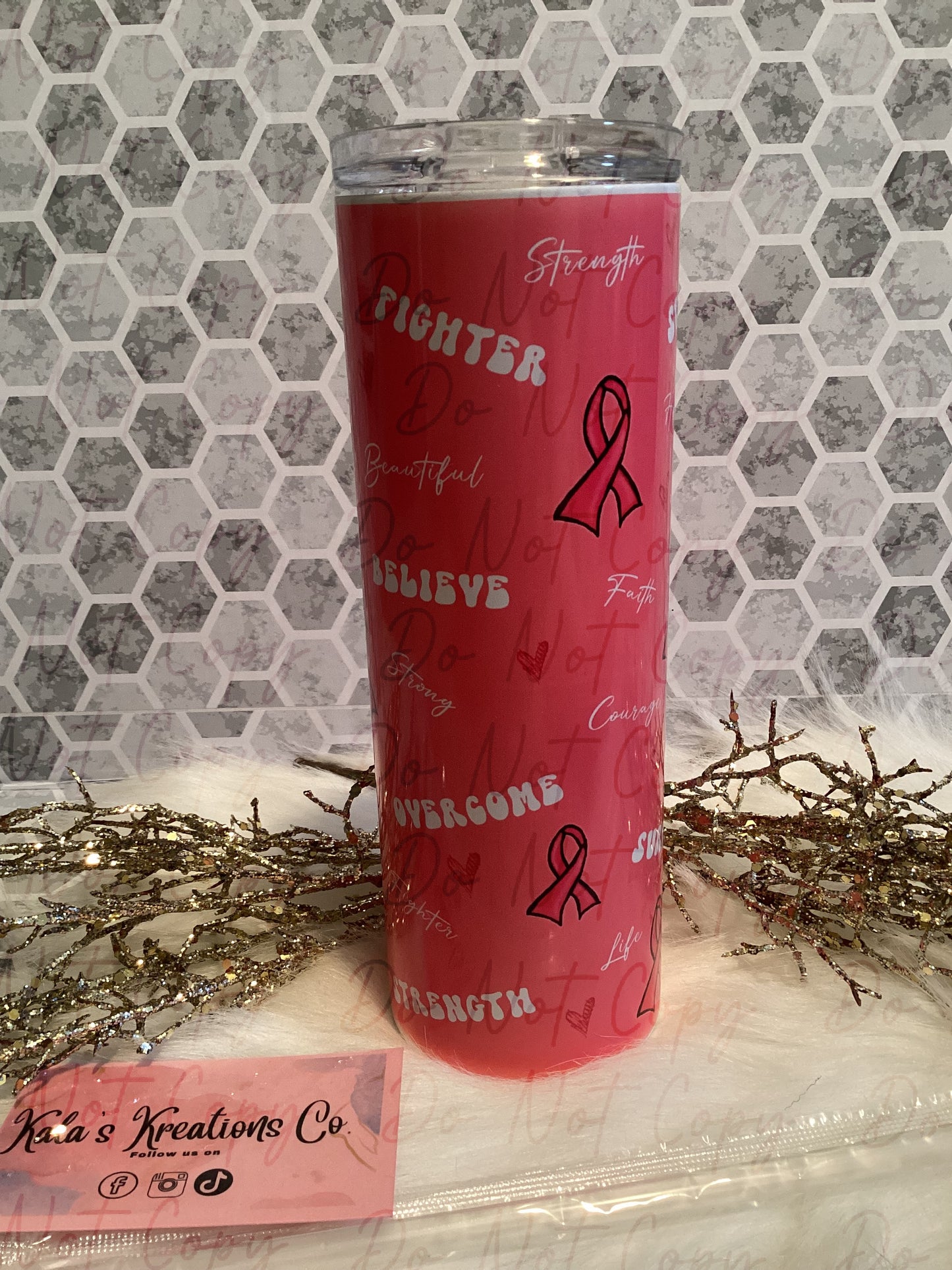 20 oz sublimation breast cancer pink tumbler