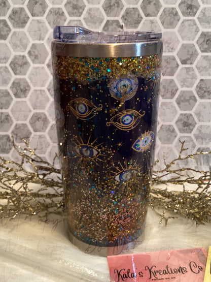 30 oz Snow globe Evil Eye tumbler