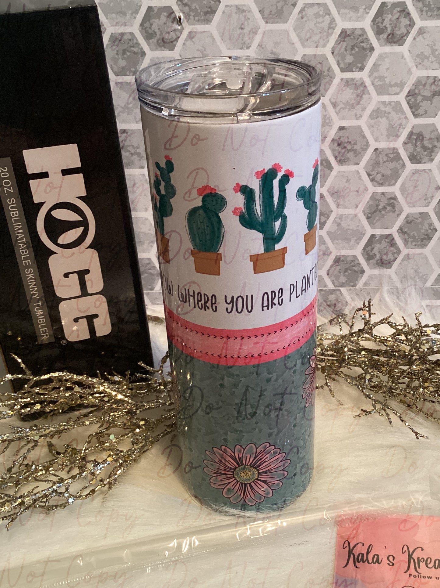 20 oz grow where you are planted cactus sublimation tumbler