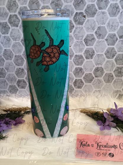 20 oz turtle seashell sublimation tumbler