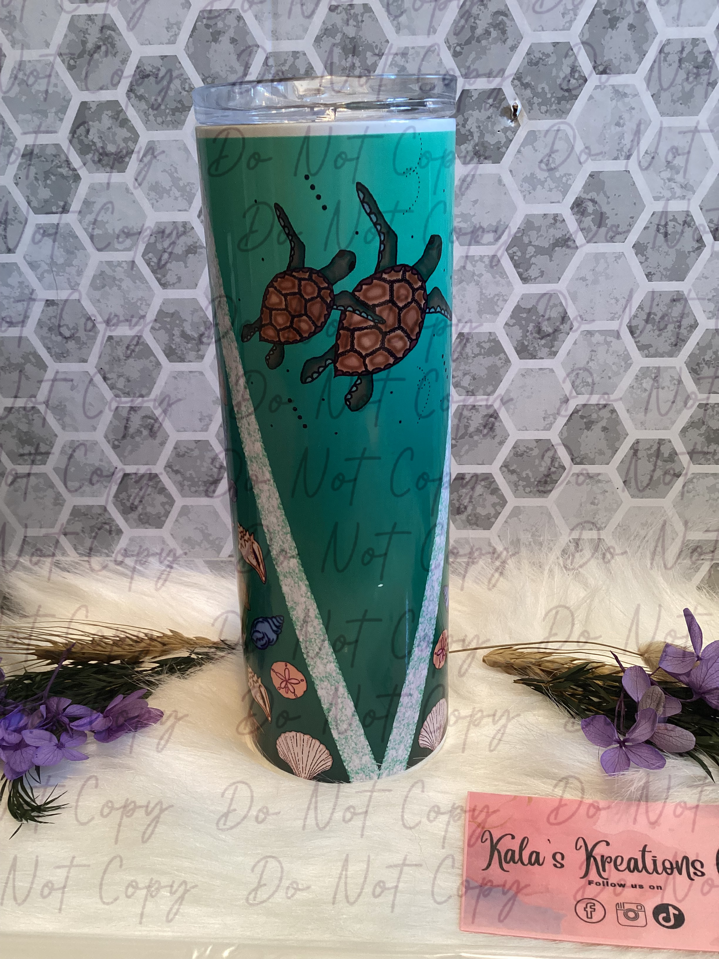 20 oz turtle seashell sublimation tumbler