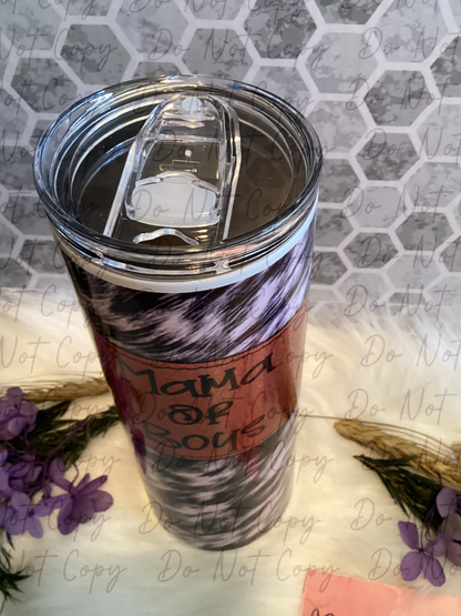 20 oz Mama of boys cowhide sublimation tumbler