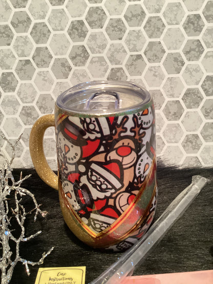 16 oz Christmas faces mug tumbler