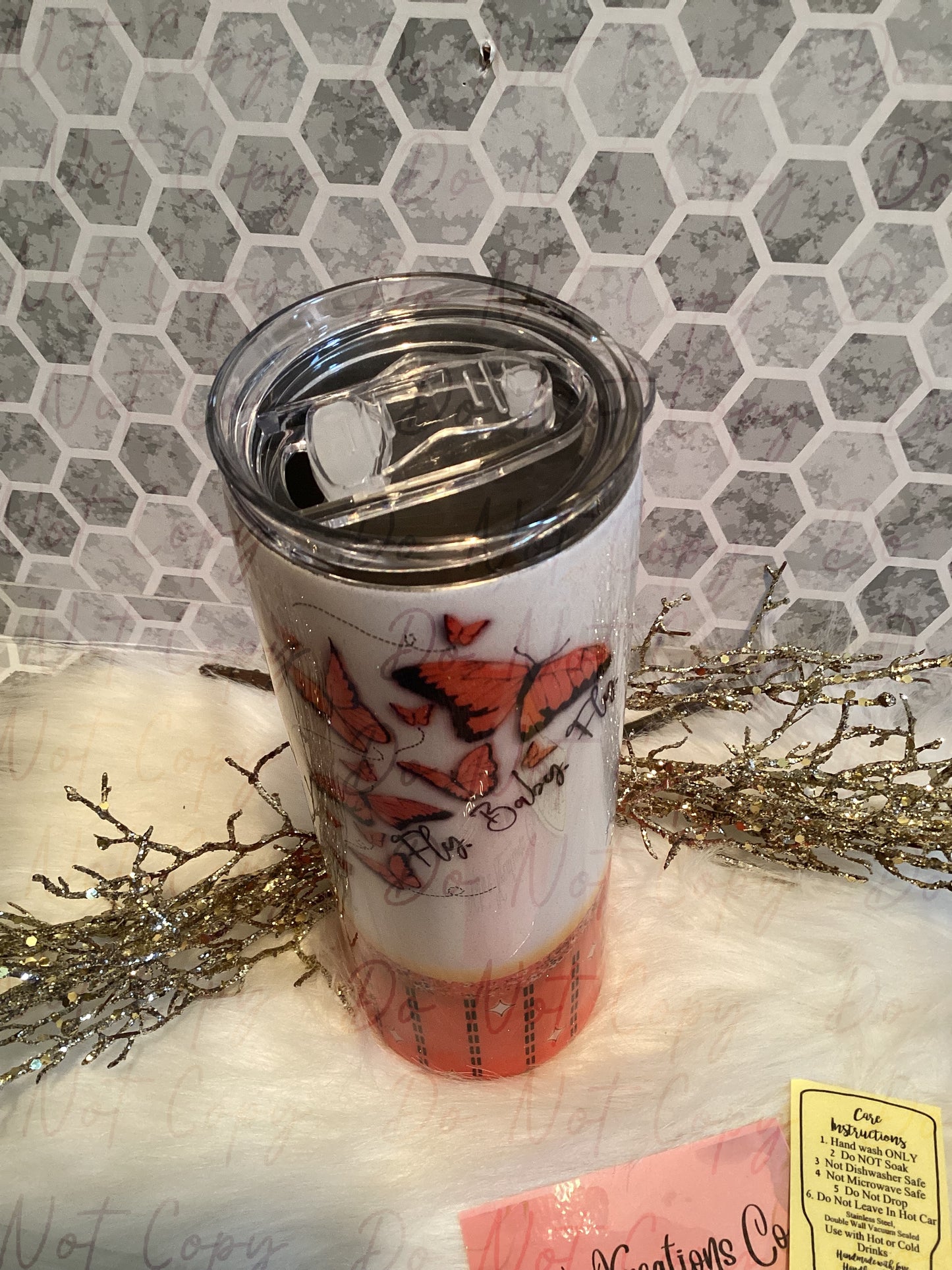 20 oz Fly baby fly butterfly tumbler