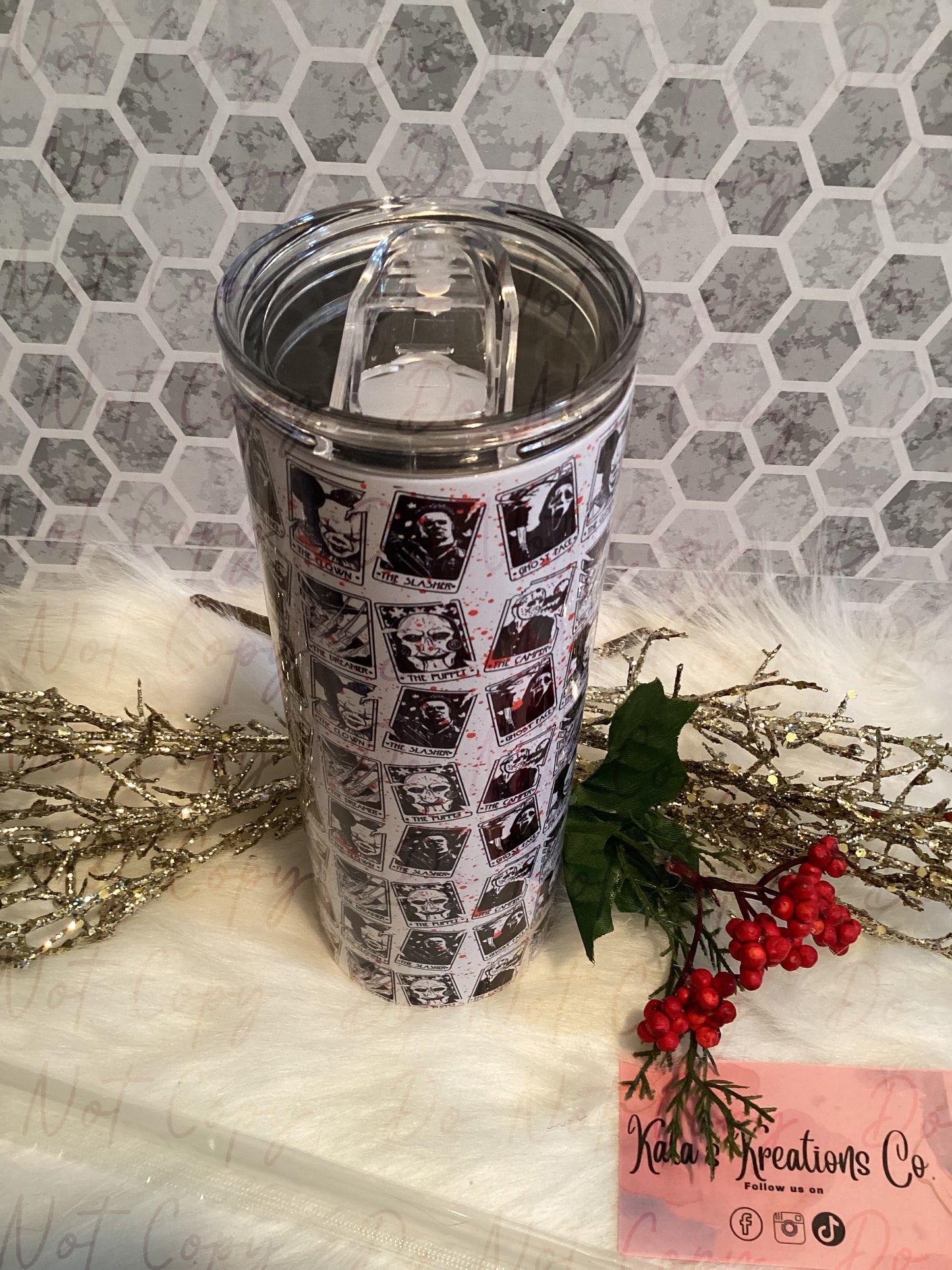 20 oz sublimation horror tarot card tumbler