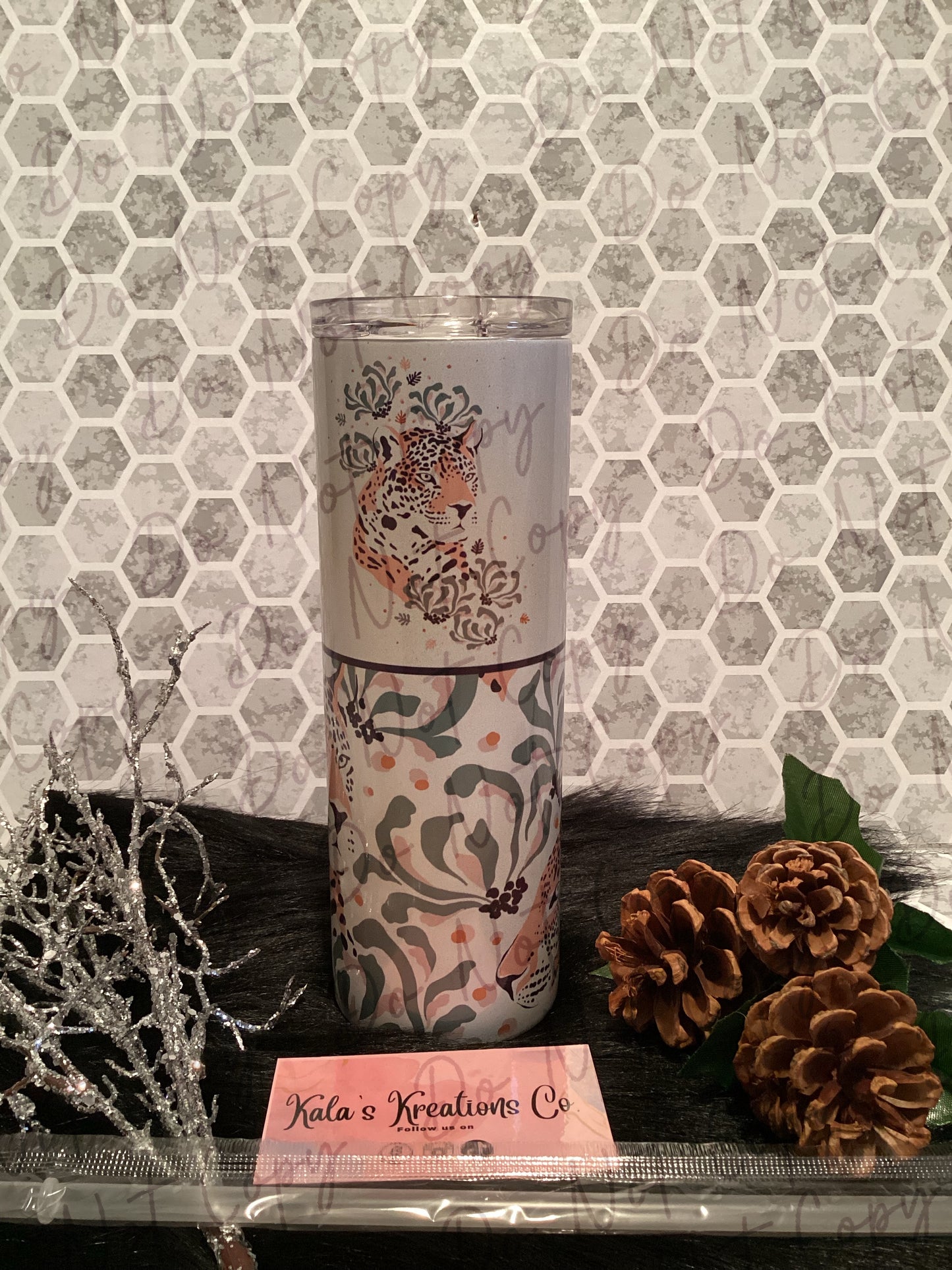 20 oz Holographic sublimation Leopard tumbler