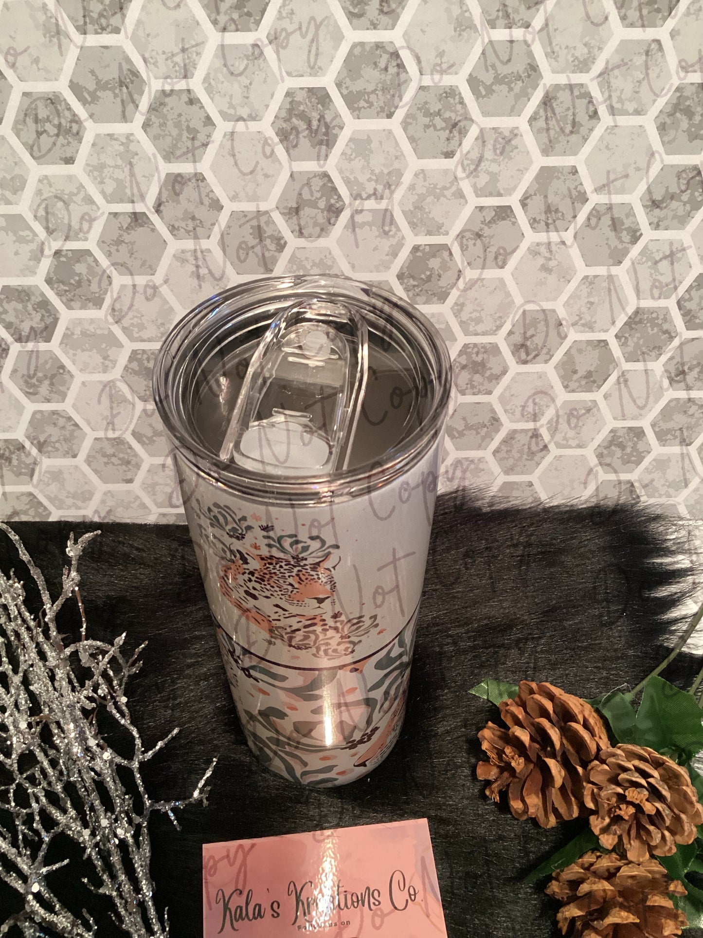 20 oz Holographic sublimation Leopard tumbler