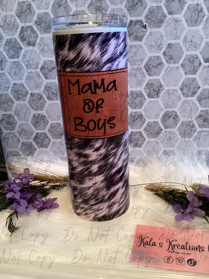 20 oz Mama of boys cowhide sublimation tumbler