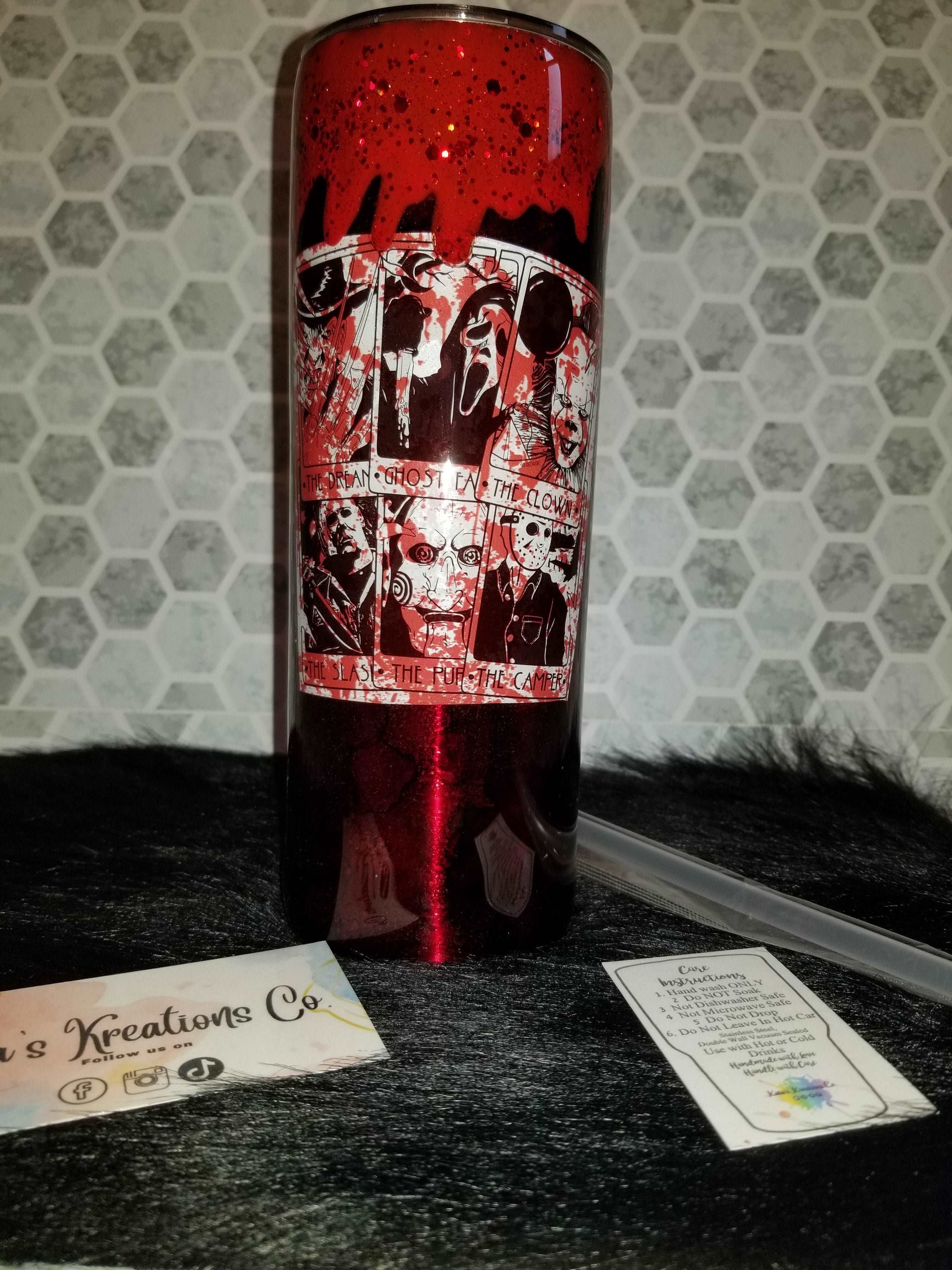 20 oz horror tarot card tumbler