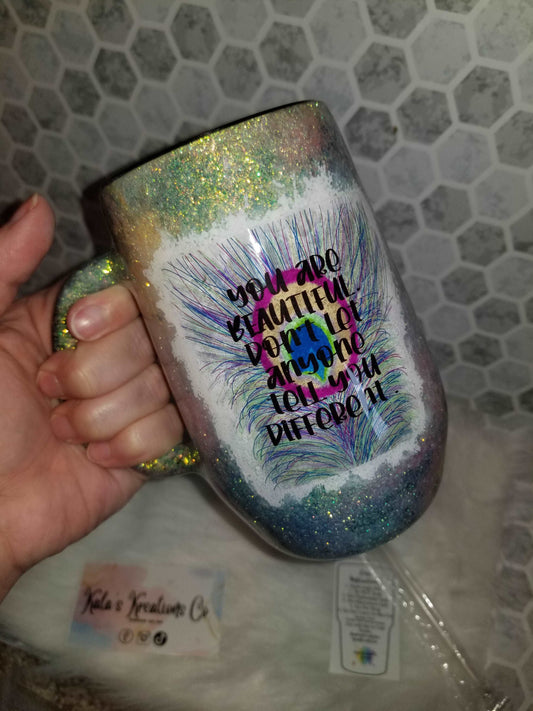 16oz peacock beautiful quote mug