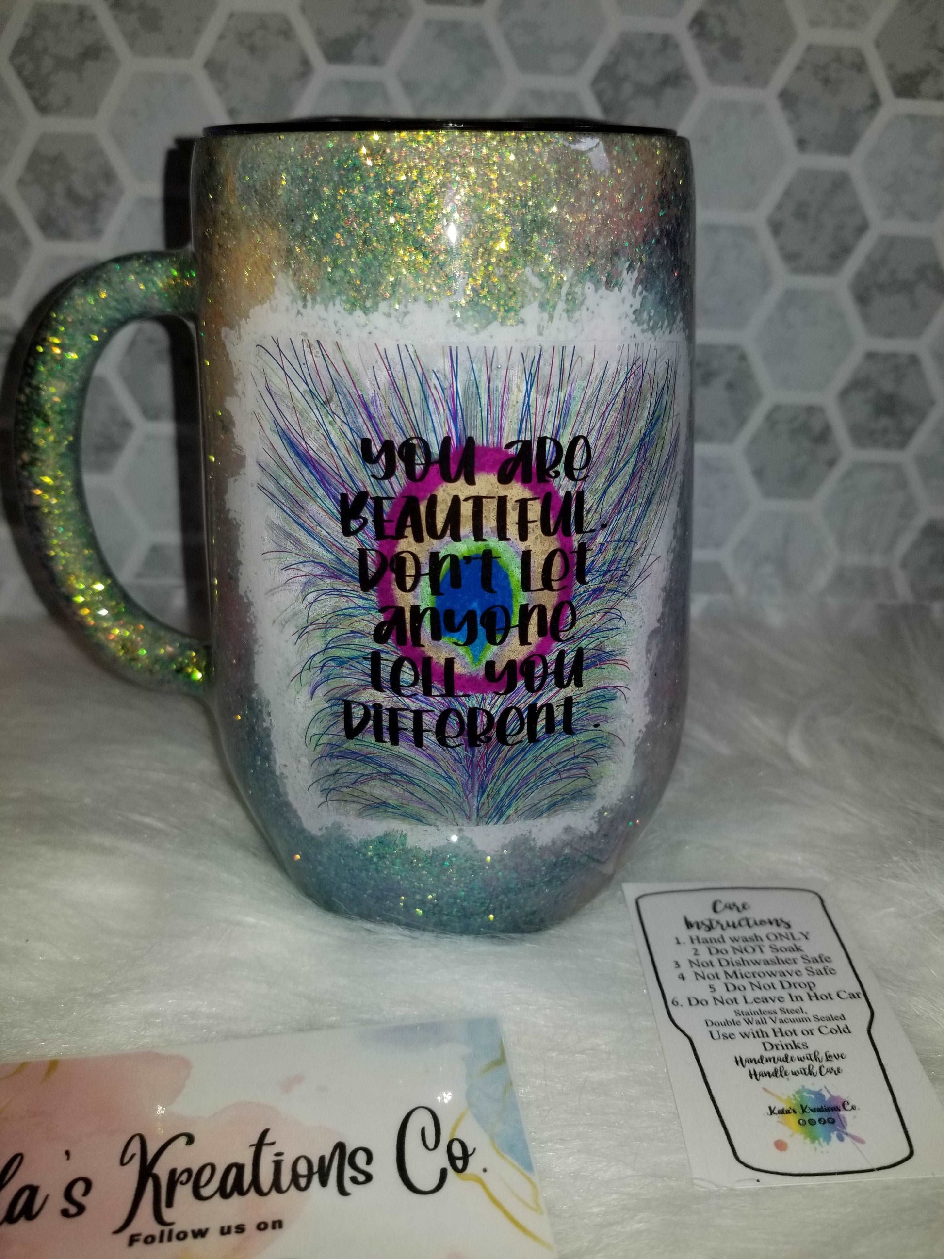 16oz peacock beautiful quote mug