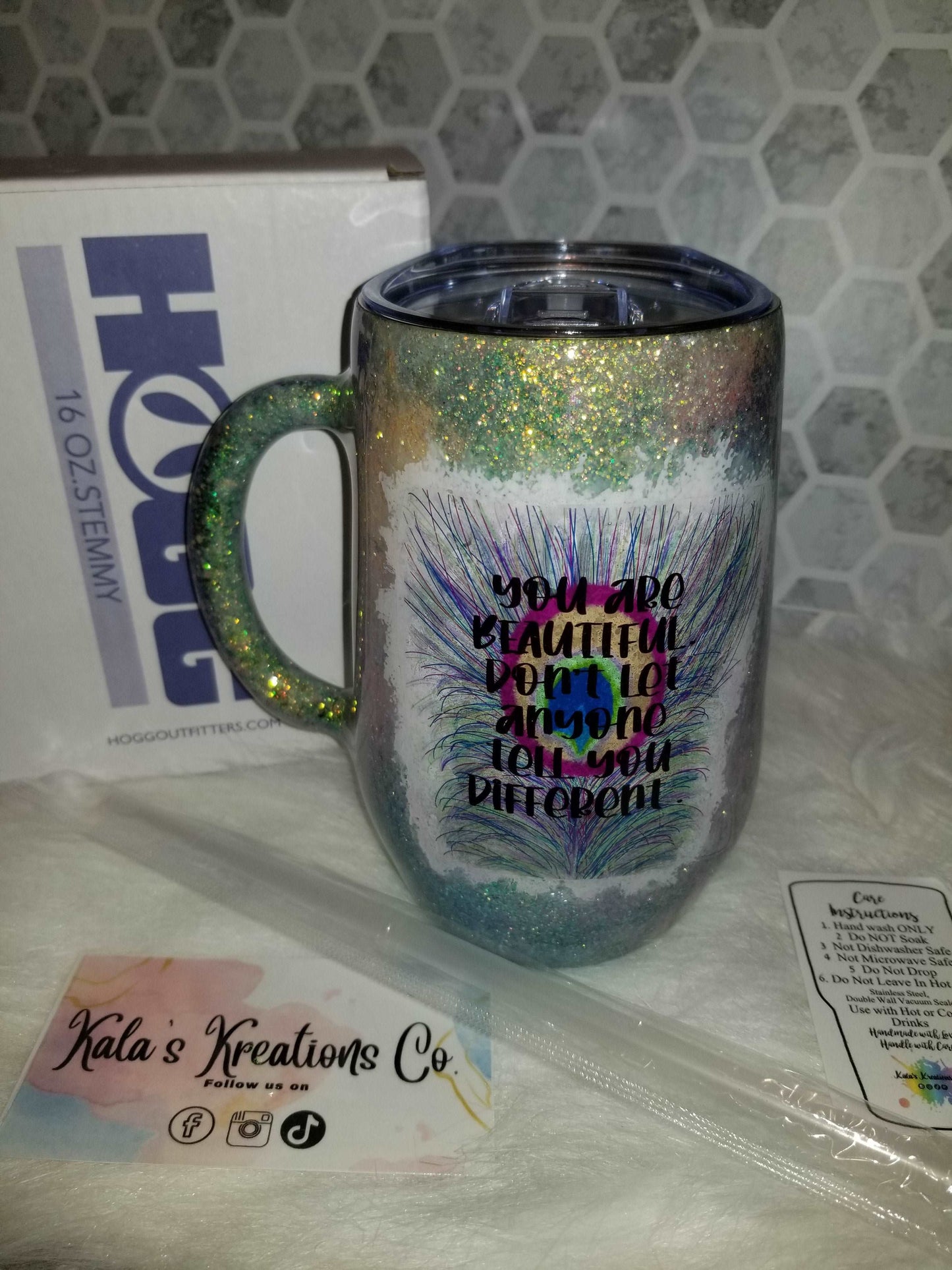 16oz peacock beautiful quote mug