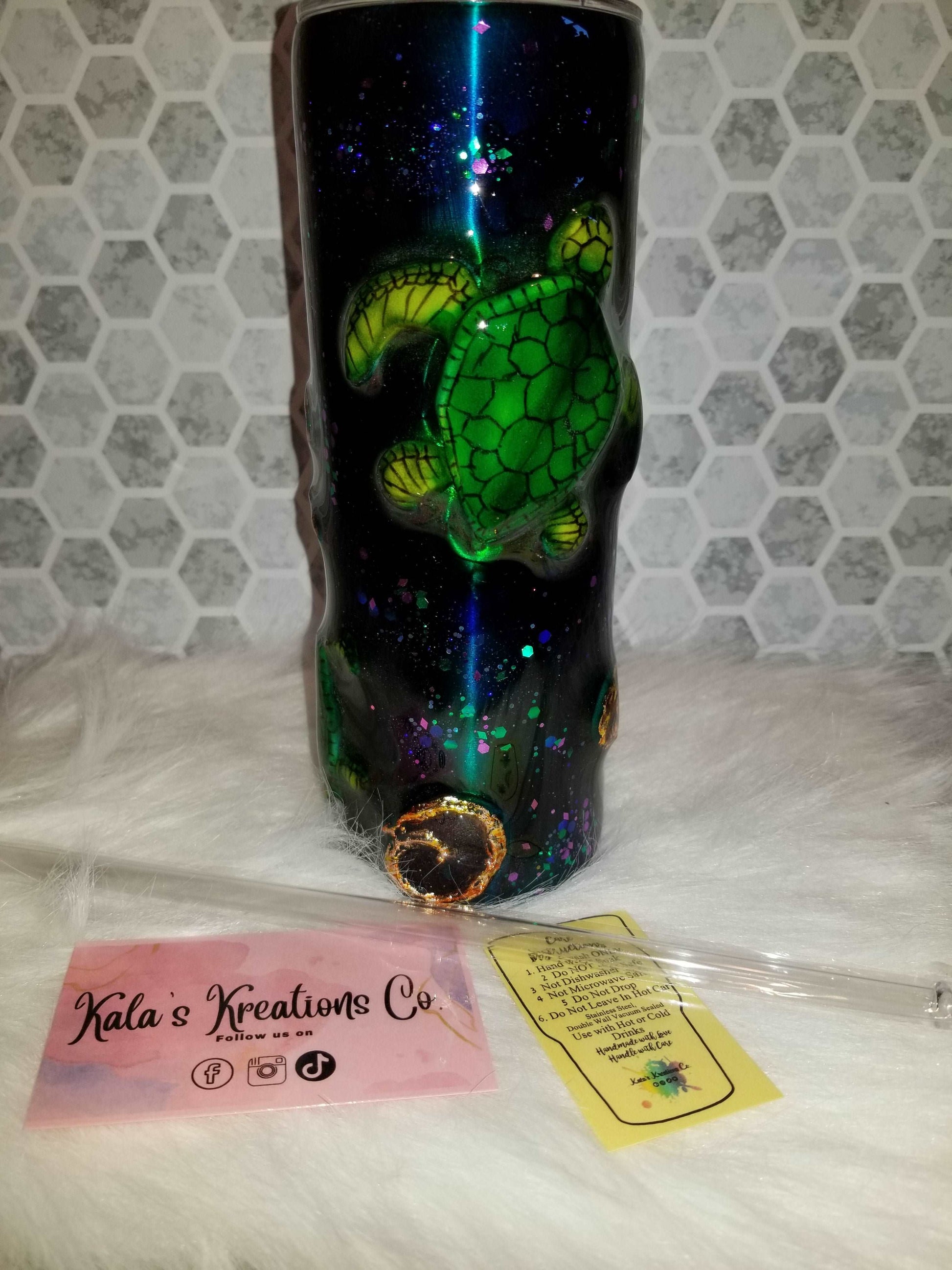 20 oz 3D sea turtle tumbler