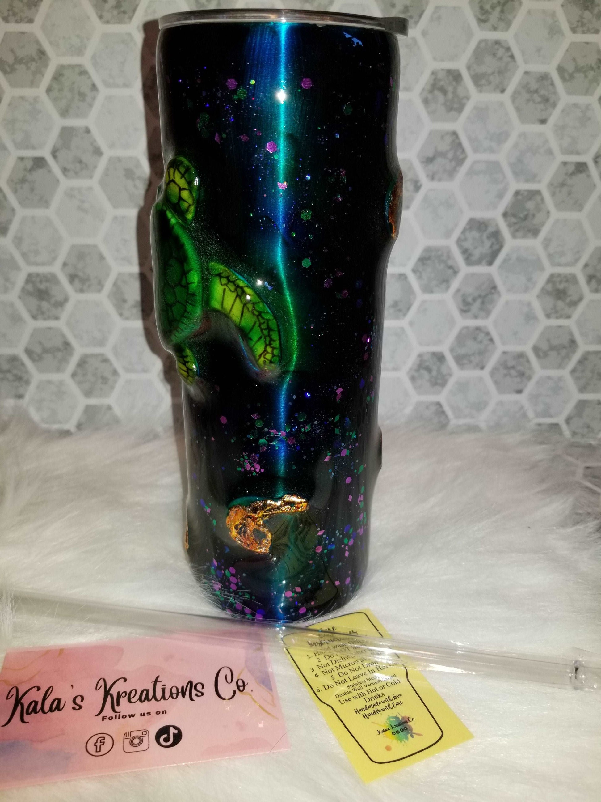 20 oz 3D sea turtle tumbler