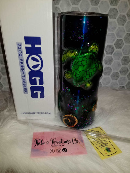 20 oz 3D sea turtle tumbler