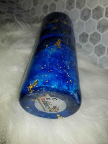 20 oz skinny blue foil flecked tumbler