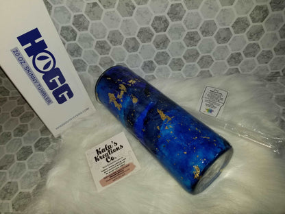 20 oz skinny blue foil flecked tumbler