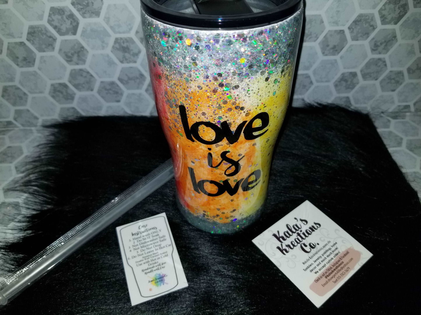 20 oz Love is Love rainbow tumbler