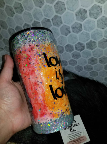 20 oz Love is Love rainbow tumbler