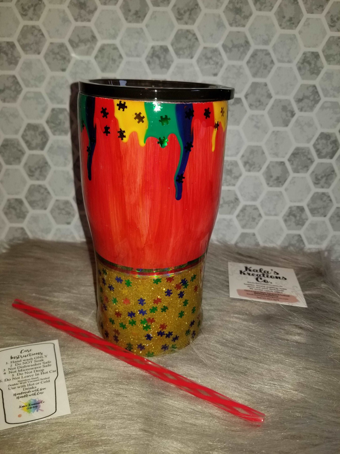 20oz Autism puzzle piece tumbler