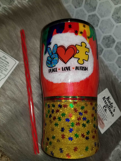 20oz Autism puzzle piece tumbler