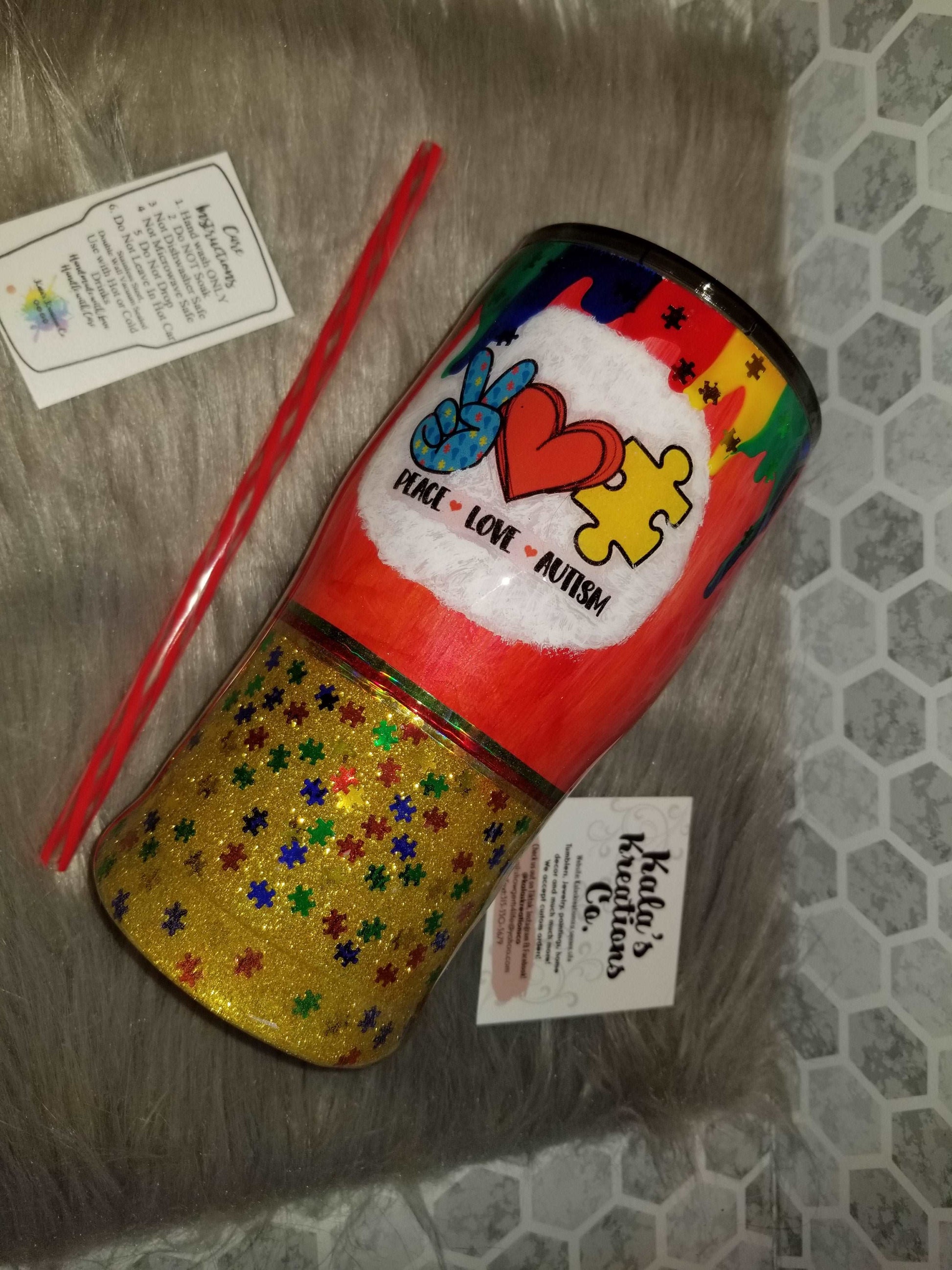 20oz Autism puzzle piece tumbler