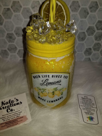 12 oz Lemon mason jar tumbler