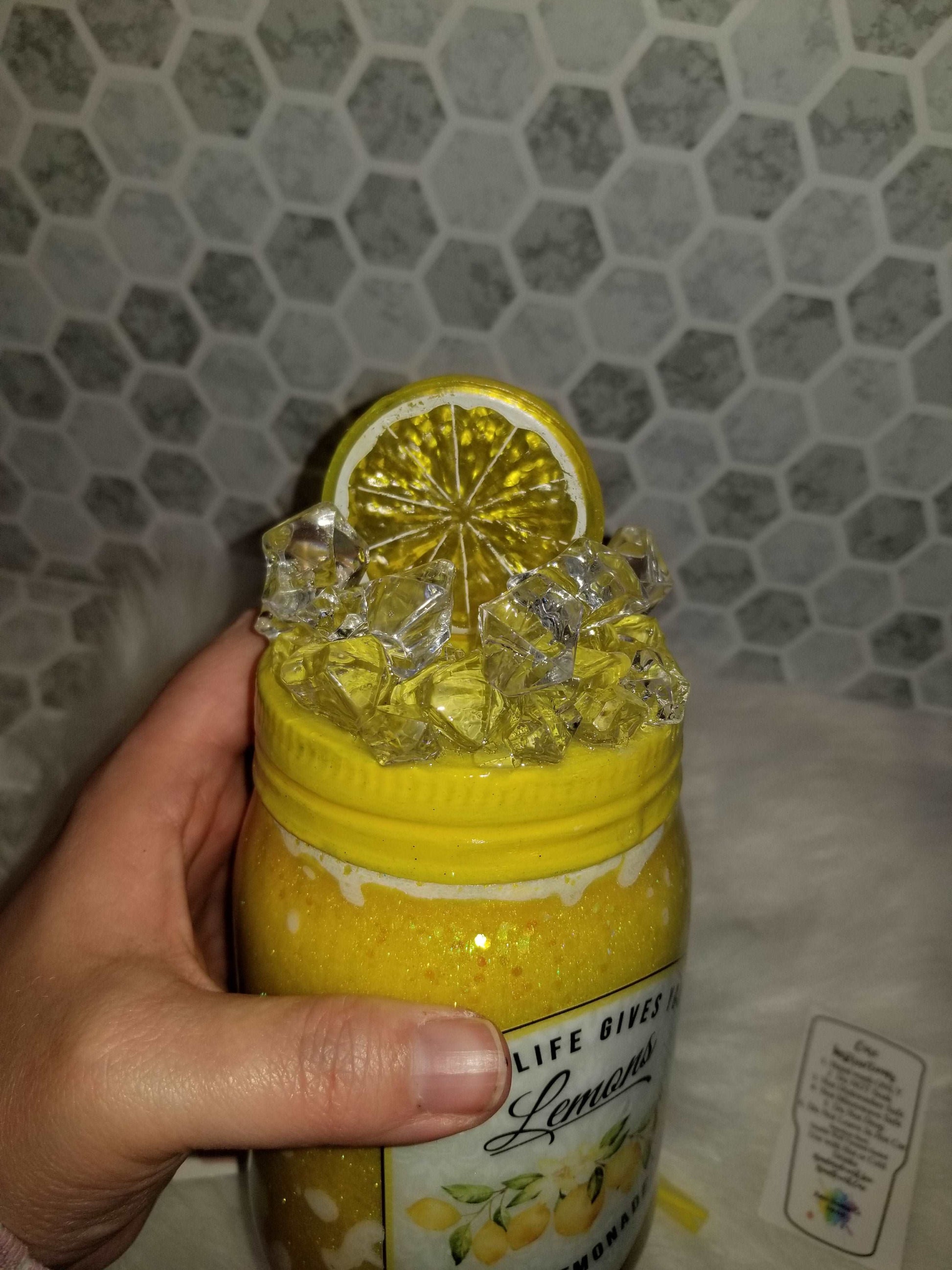 12 oz Lemon mason jar tumbler