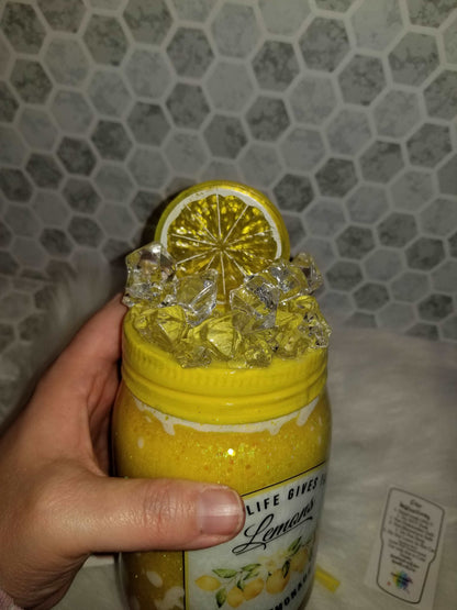 12 oz Lemon mason jar tumbler