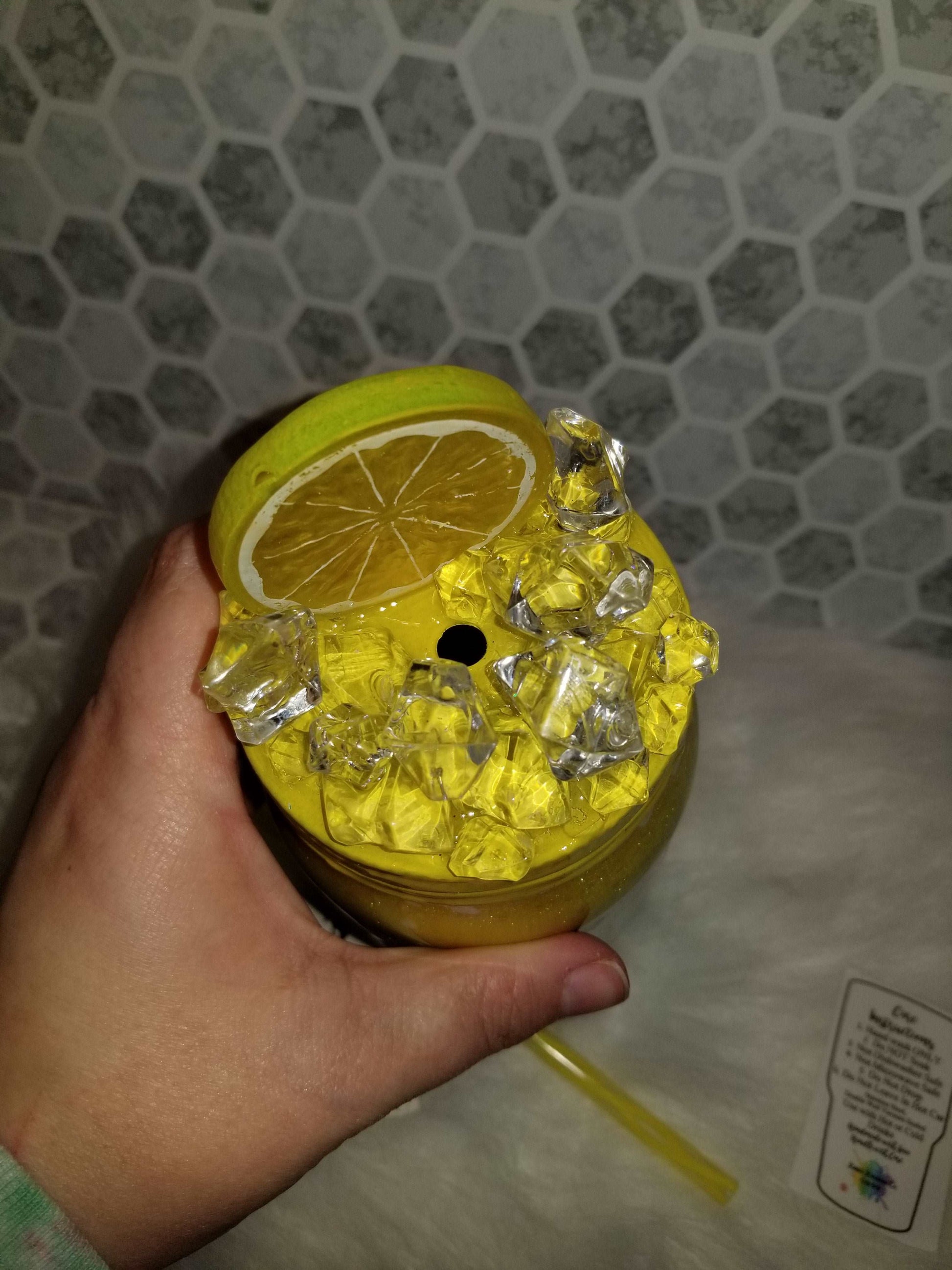 12 oz Lemon mason jar tumbler