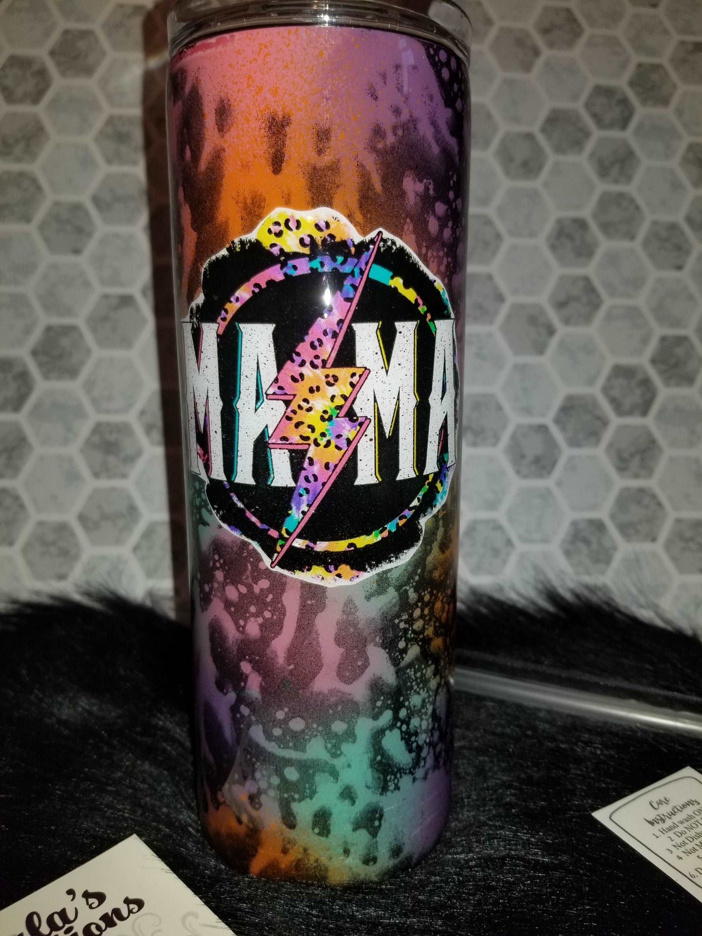 20 oz skinny mama lightening bolt colorful tumbler