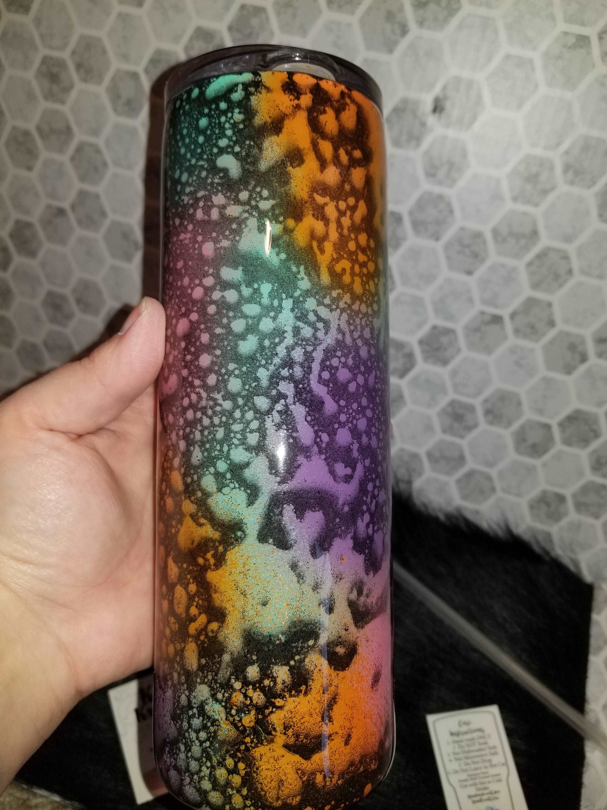 20 oz skinny mama lightening bolt colorful tumbler