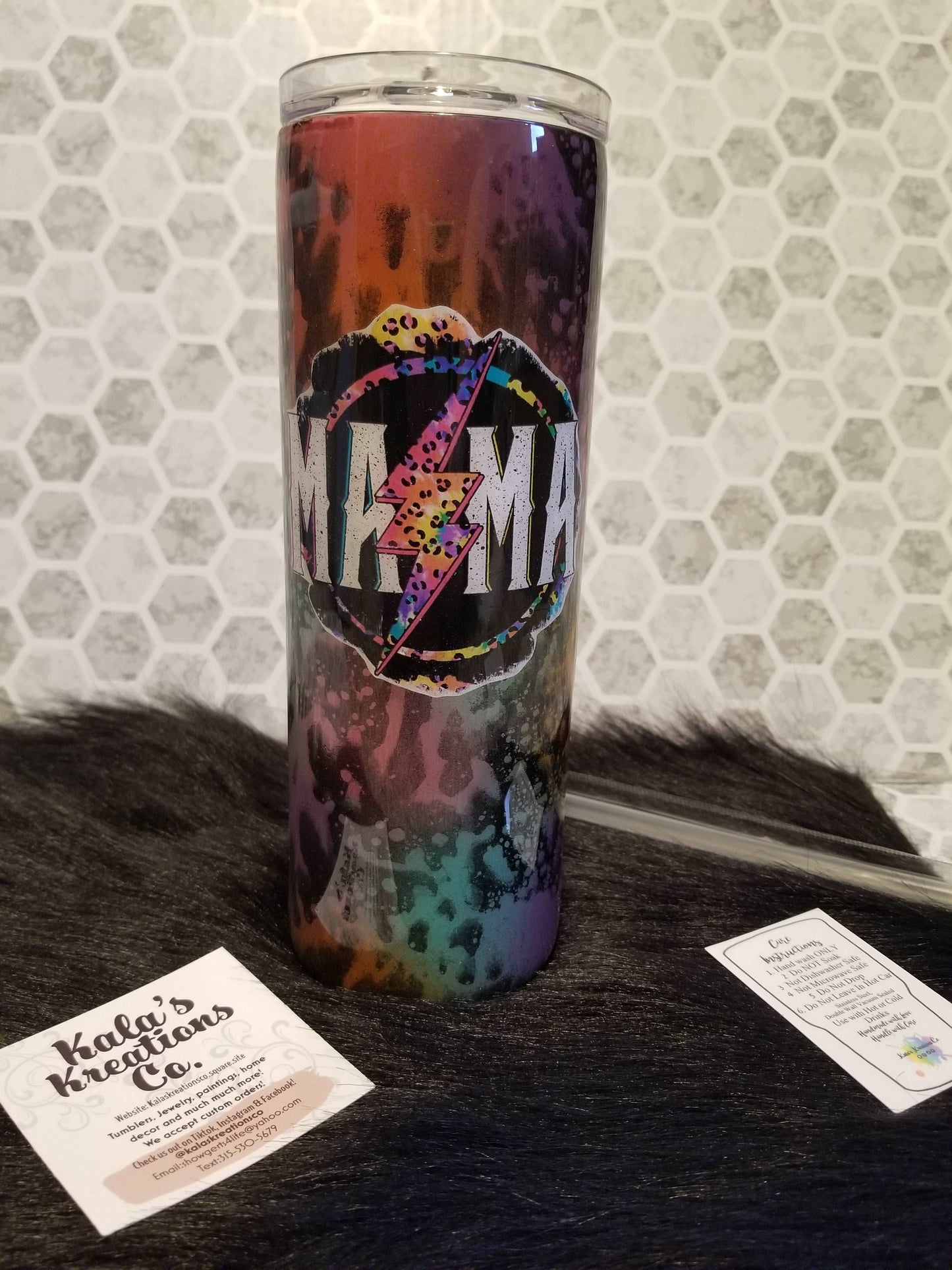 20 oz skinny mama lightening bolt colorful tumbler