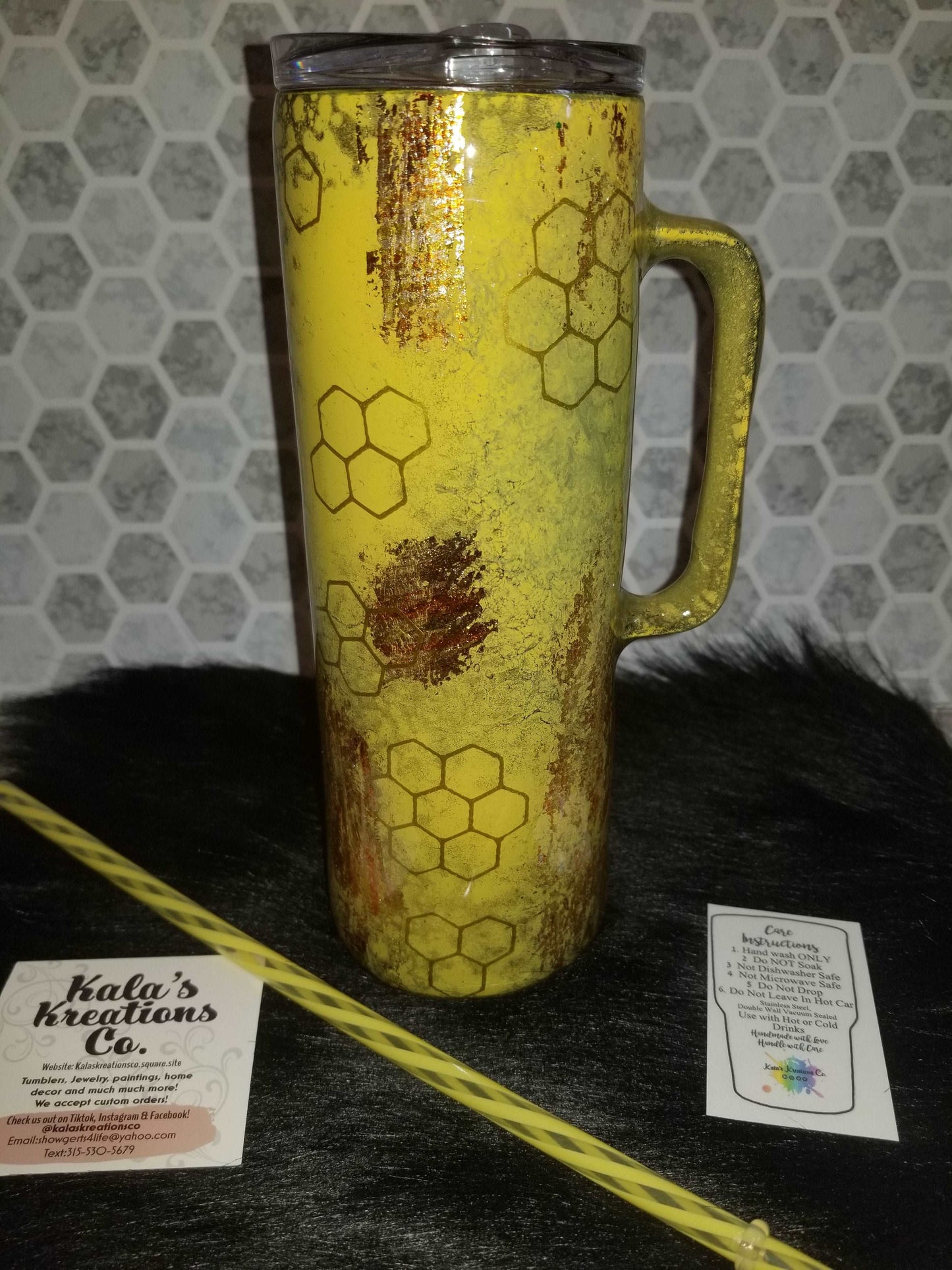 20 oz Bee a Bad ass skull tumbler with handle